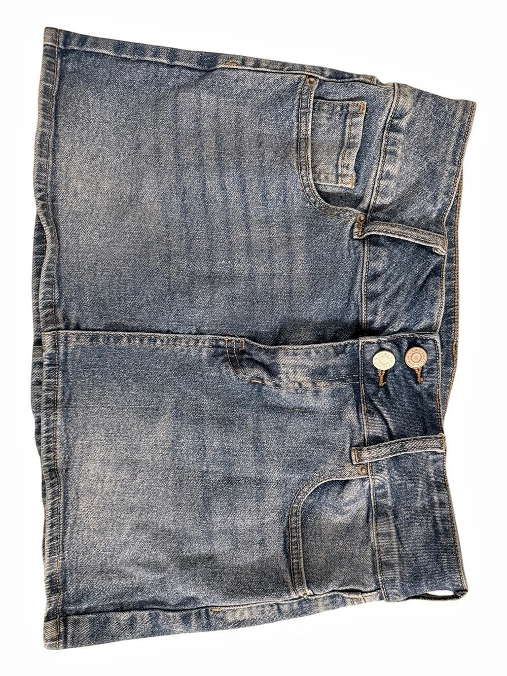 PacSun Blue Denim Mini Skirt Double Button Waist Size 27